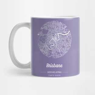 City map in purple: Brisbane, Queensland, Australia with retro vintage flair Mug